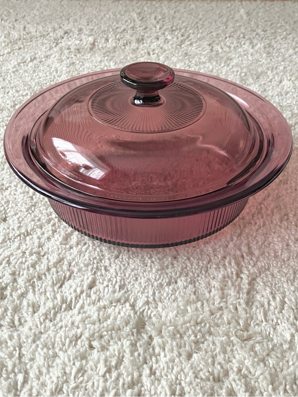 Pyrex | Corning Visions Cranberry Glass Round Casserole Dish